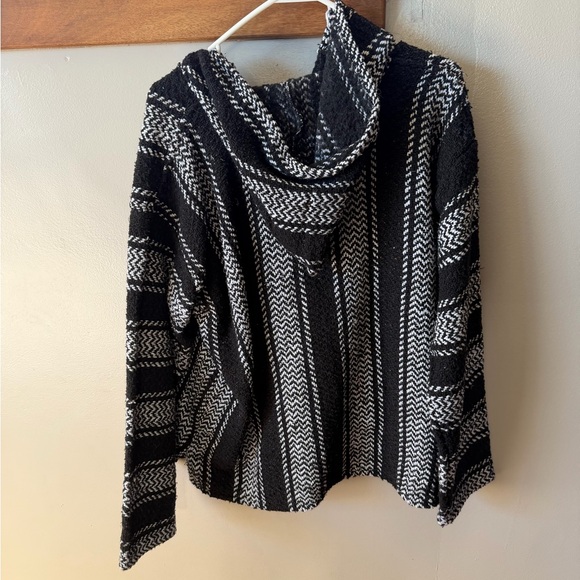 Black and White Women's Hooded Sweater - Picture 2 of 3